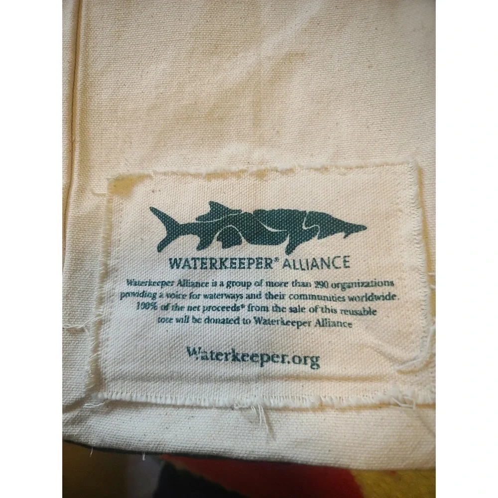 Polo Ralph Lauren Waterkeeper Alliance Canvas Tote Bag Cream Green Big Pony Logo